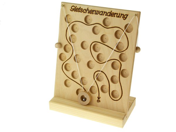 Holzspielzeug mit beweglicher Kugel für Geschicklichkeitsspiele, umweltfreundlich und sicher.